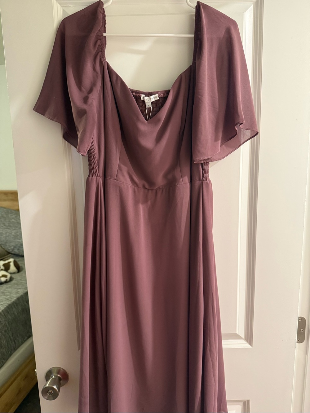 Baltic Born Mauve Flutter-Sleeve Midi Dress